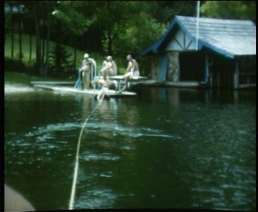 POV from back of boat looking at a Waterskier