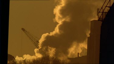 Smoke rises from industrial area