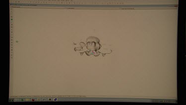 Computer generating a graphic of a Tasmanian Devil skull