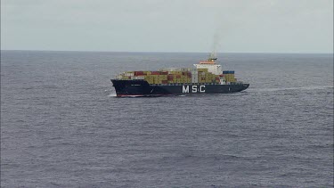 Container ship transporting freight, cargo
