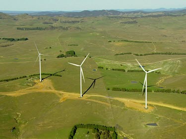 Wind turbines, wind farms. Bungendore, New South Wales