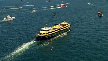 Sydney to Hobart Yacht race. Sydney Harbour. Sydney Ferry on harbour.