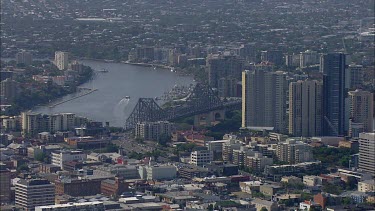 Brisbane, Queensland. Storey bridge and city with suburbs in  background. Brisbane River.