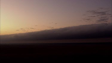 Low angle Aerial Morning Glory Cloud. Early morning, sunrise.