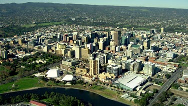 Adelaide train station and buildings of CBD