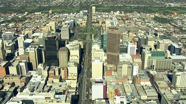 Adelaide CBD central business district park and roads.