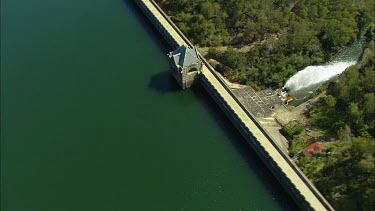 Cataract Dam on Cataract River, tributary of Nepean River, New South Wales, Australia. Dam wall.