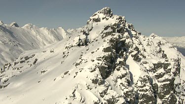 Southern Alps Mountain Range, South Island New Zealand. Wide shot, establishing shot