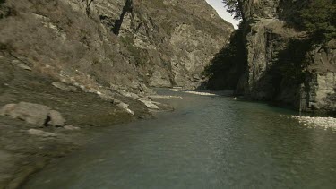 Rvier meander in steep sided mountain valley or gorge
