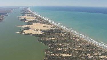 Waves along the sandy coast in Coorong National Park