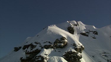 Aerial of Mount Everest: Flags on peak