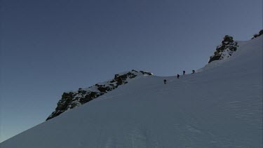 Aerial of Mount Everest: Group of Climbers climbing down