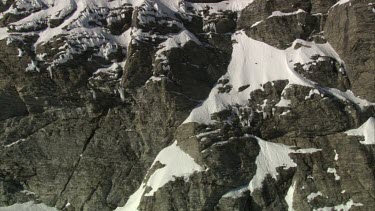 Aerial of Mount Everest: Climber on peak