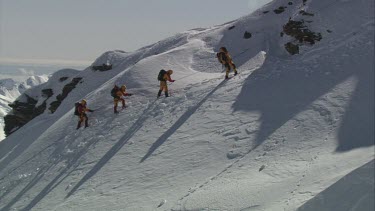 Aerial of Mount Everest: Group of Climbers