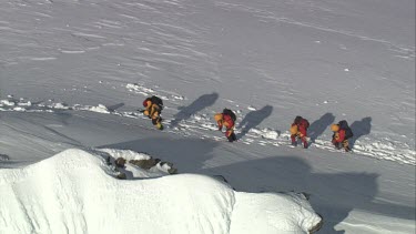Aerial of Mount Everest: Group of Climbers