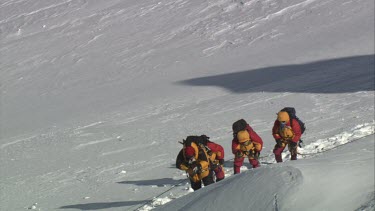 Aerial of Mount Everest: Group of Climbers