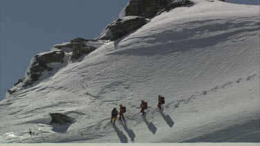 Aerial of Mount Everest: Group of Climbers