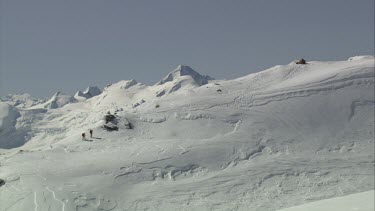 Aerial of Mount Everest: Group of Climbers - Two climbers are still climbing