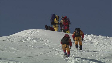 Aerial of Mount Everest: Group of Climbers