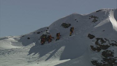 Aerial of Mount Everest: Group of Climbers
