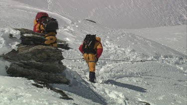 Aerial of Mount Everest: Group of Climbers