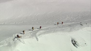 Aerial of Mount Everest: Group of Climbers
