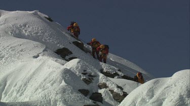 Aerial of Mount Everest: Group of Climbers