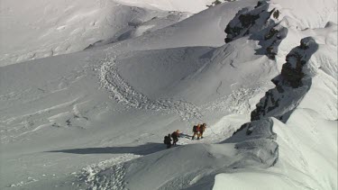 Aerial of Mount Everest: Group of Climbers