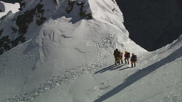 Aerial of Mount Everest: Group of Climbers