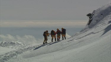 Aerial of Mount Everest: Group of Climbers