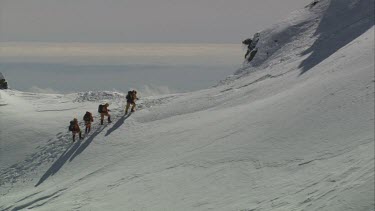Aerial of Mount Everest: Group of Climbers