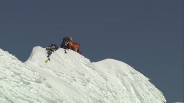 Aerial of Mount Everest: Group of Climbers