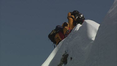 Aerial of Mount Everest: Group of Climbers