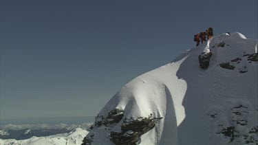 Aerial of Mount Everest: Group of Climbers