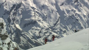 Aerial of Mount Everest: Group of Climbers