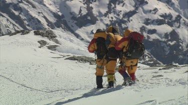 Aerial of Mount Everest: Group of Climbers