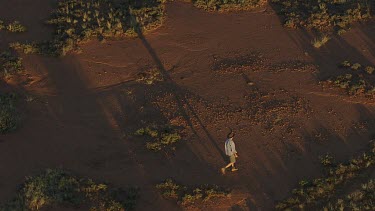 Aerial -Kimberley Region  - man walking in bush land