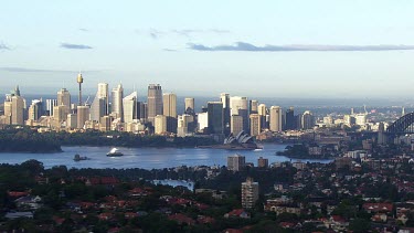 Aerial - Sydney - Port Jackson - Manly Ferry- View of Sydney City