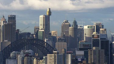 Aerial - Sydney - View of Sydney City  - HB Bridge, Opera House