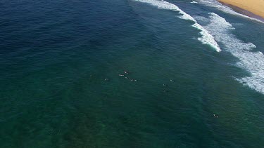 Aerial - Sydney Beach with surfers