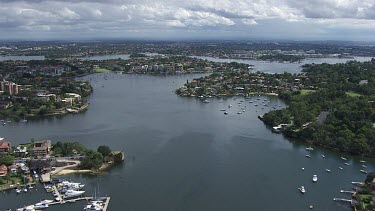 Sydney to Blue Mountains - Aerial - Sydney- Parramatta River - It features Hens and Chicken Bay ,Wallumatta Bay and Abbotsford Bay