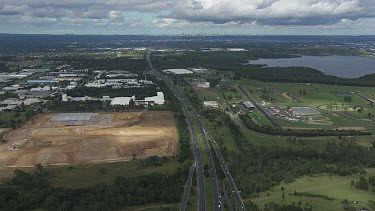 Sydney to Blue Mountains - Aerial - Sydney Suburbs- Highway and Go Kart Race Track