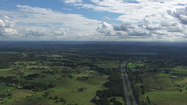 Sydney to Blue Mountains - Aerial - Sydney Suburbs- Housing and Highway