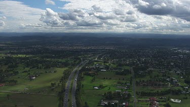 Sydney to Blue Mountains - Aerial - Sydney Suburbs- Housing and Highway