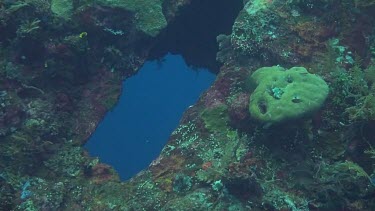 Looking thru a hole in a wreck