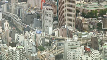 Aerial view of the streets of Tokyo