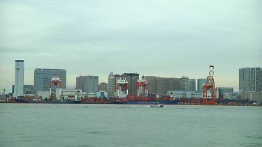 Ship sailing in Odaiba harbour in Tokyo