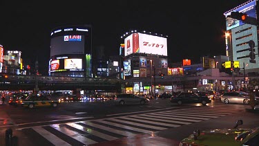 Pedestrians crossing a street in Tokyo, Japan
