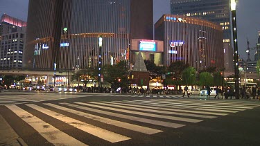 Pedestrians crossing a street in Tokyo, Japan