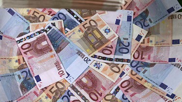 Euros Bills Falling, Slow motion
